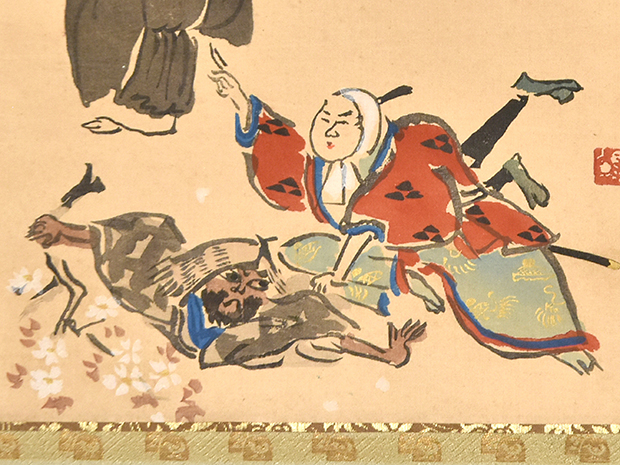 富田渓仙(渓山人) 大念仏画 絹本色紙軸装 | 古美術ささき