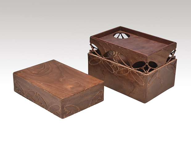 遠州好 七宝透し桑茶箱 遠州緞子仕服付 | 古美術ささき