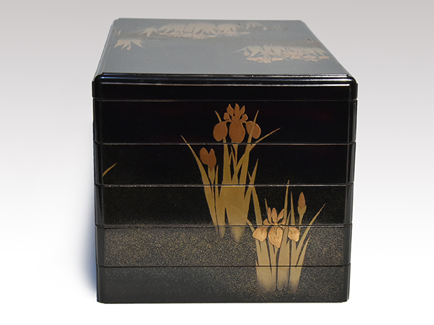 伊勢物語 八つ橋蒔絵 重硯箱 魚野自醒（作) 共箱 | 古美術ささき