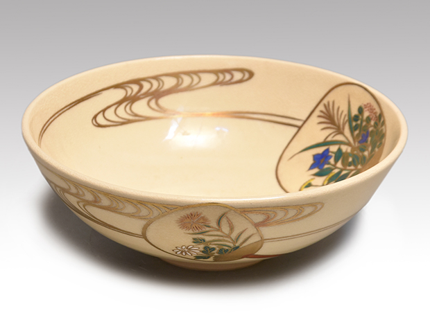 清閑寺窯 三代 杉田祥平(作) 色絵団扇画 茶碗 共箱 | 古美術ささき