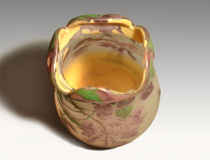 GALLE/ガレ 藤文 花瓶 アール・ヌーヴォー 箱付 1900年初頭 | 古美術ささき