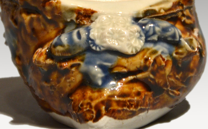 平戸焼 瑠璃鉄釉サザエ蓋物 蓋置にも 江戸時代後期 所載品 | 古美術ささき