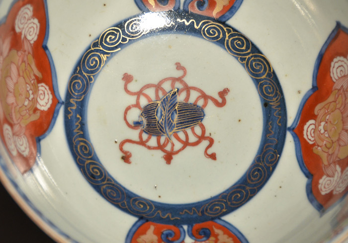 古伊万里金襴手 色絵獅子に宝珠文 鉢 一対 菓子器 江戸時代中後期頃