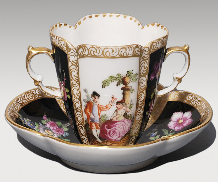 アンティーク ドレスデン ショコラカップ&ソーサー 1810年頃 | 古美術