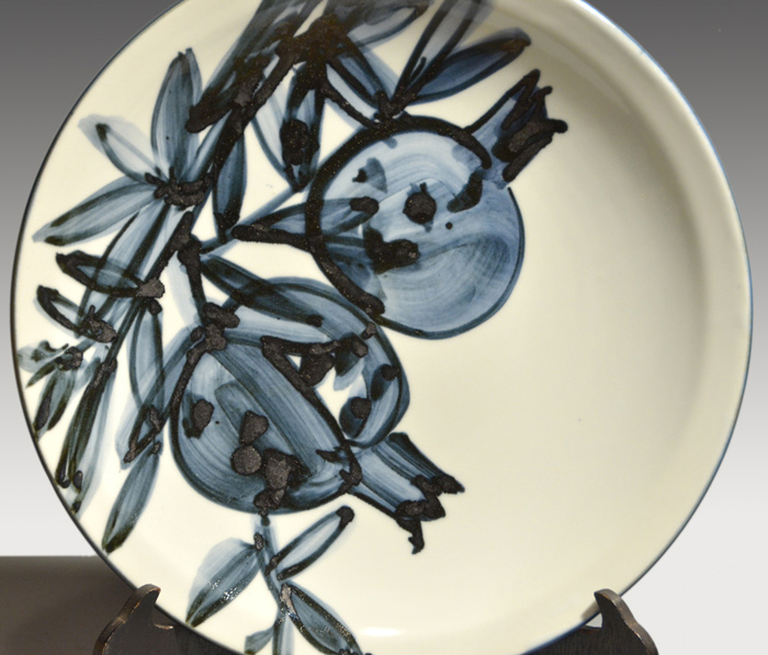 近藤悠三(作) 柘榴 染付 飾大皿 共箱 人間国宝 未使用 師 富本憲吉