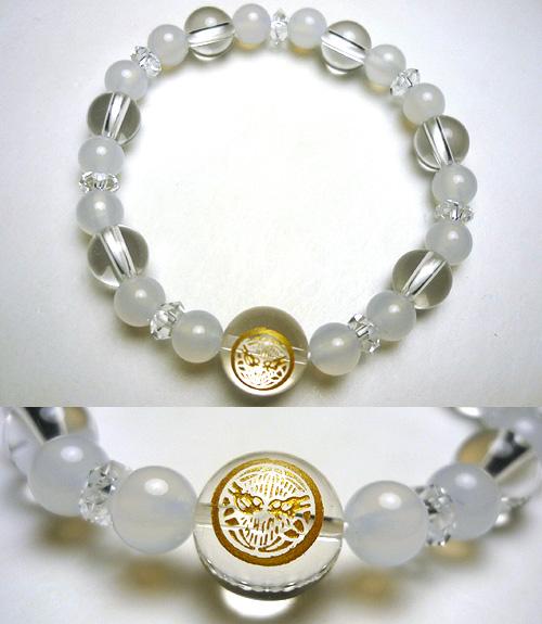 上杉謙信ブレスレット 水晶8mm玉 ホワイトオニキス仕立ての通販 - お香