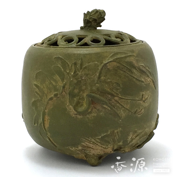 高岡銅器 香炉 松鶴文香炉 青銅色の通販 - お香専門店香源