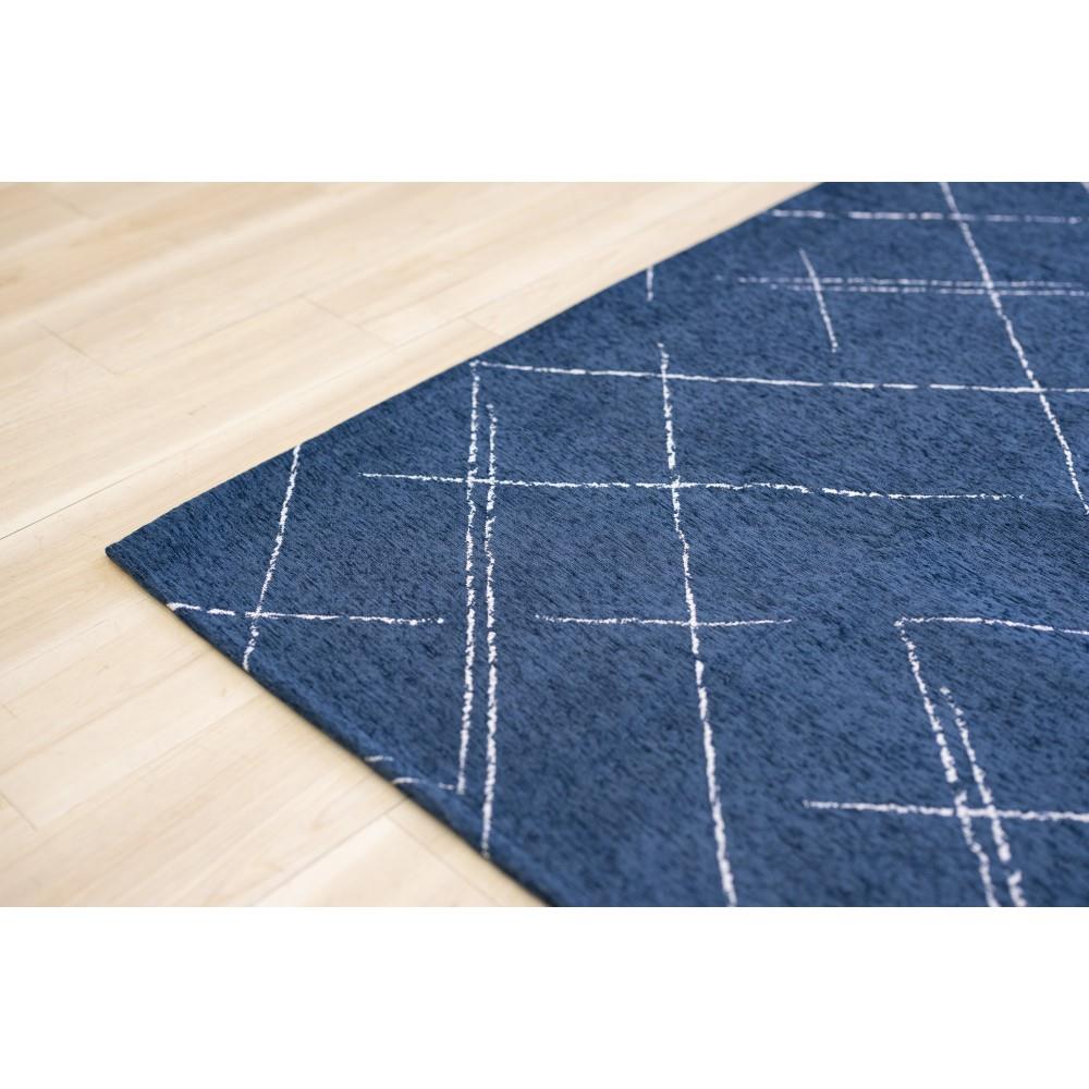 LIFELEX お手入れしやすい撥水ジャガード織ラグ キカ 185×185 ネイビー