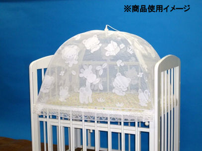 ワンタッチ蚊帳 ミニベビーベッド用 折り畳み骨タイプ 動物柄 60