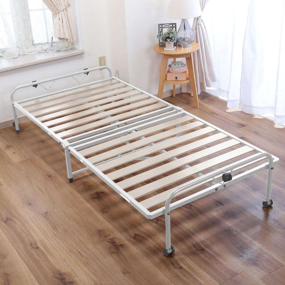 谷村実業 通気性抜群 折りたたみスノコベッド ナチュラル シングル の