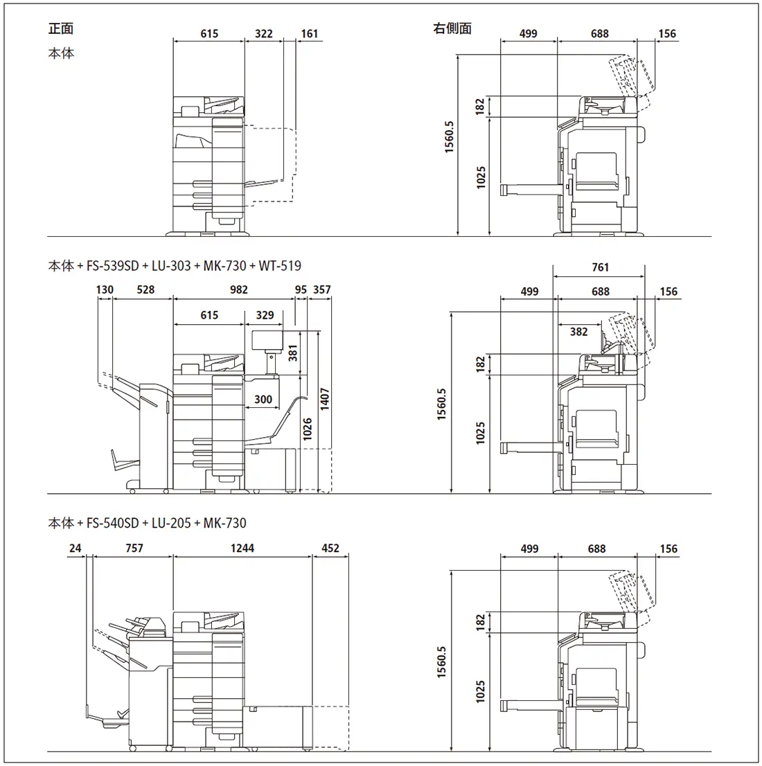 寸法図 - bizhub 751 i / 651 i / 551 i / 451 i / 361 i / 301 i