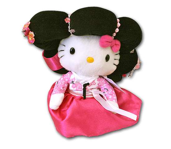 韓国限定 ハローキティ 韓服ぬいぐるみ人形（妓生（キセン）－ピンク