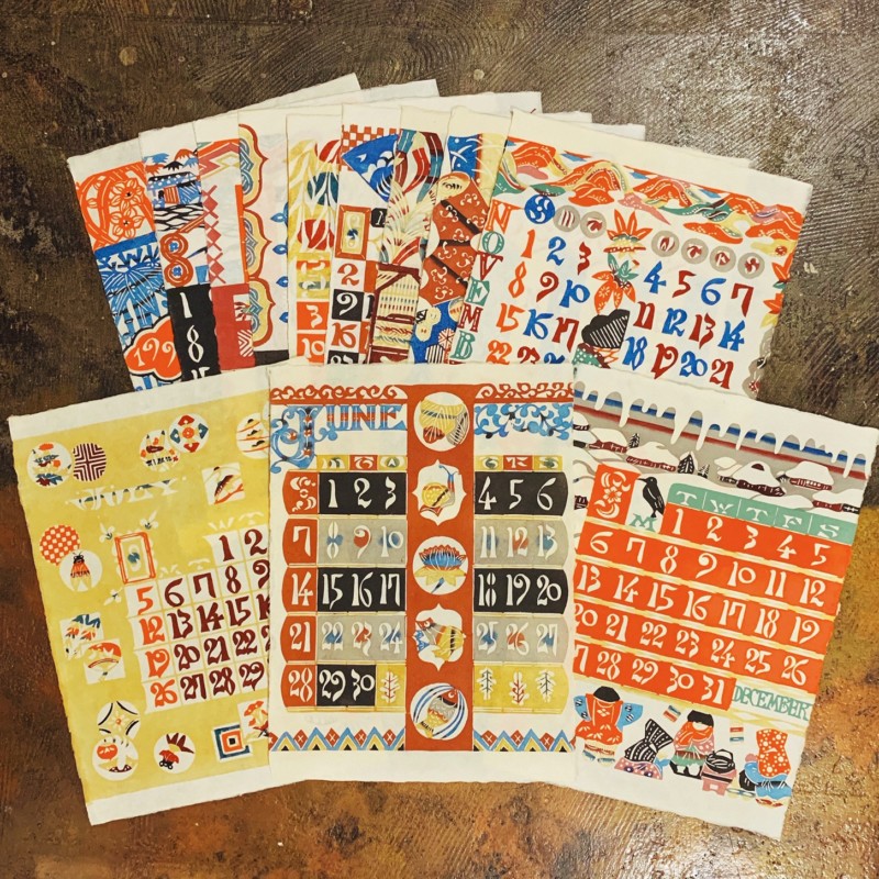 芹沢銈介カレンダー 1990〜1999年 10年分揃 ｜ 型染版画 ｜ 工芸・民芸