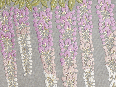 藤の花手刺繍開名古屋帯(m21_3130Yw)紹介