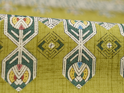 木版摺更紗名古屋帯 「木版摺更紗」人間国宝 鈴田滋人作(f21_1560ME