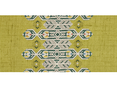 木版摺更紗名古屋帯 「木版摺更紗」人間国宝 鈴田滋人作(f21_1560ME