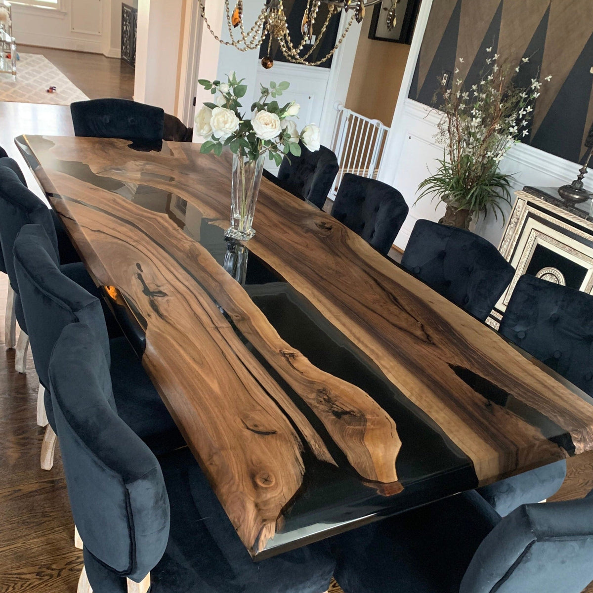 Custom Black Walnut Epoxy Table Price Difference $2700 for George