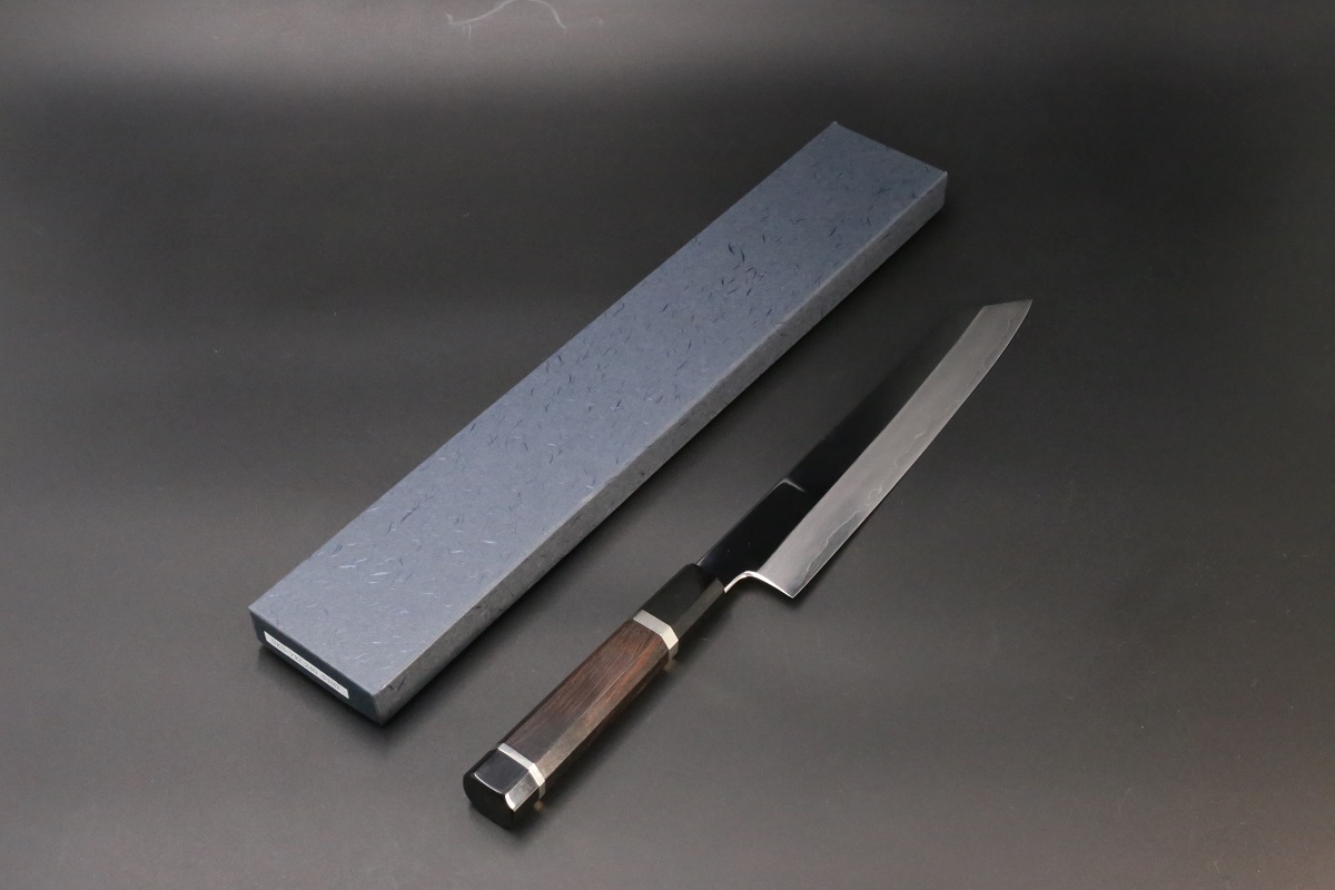 切付牛刀 V金10号 割込み 240mm 両鏡面仕上げ 黒檀柄 中川悟志作-歌舞