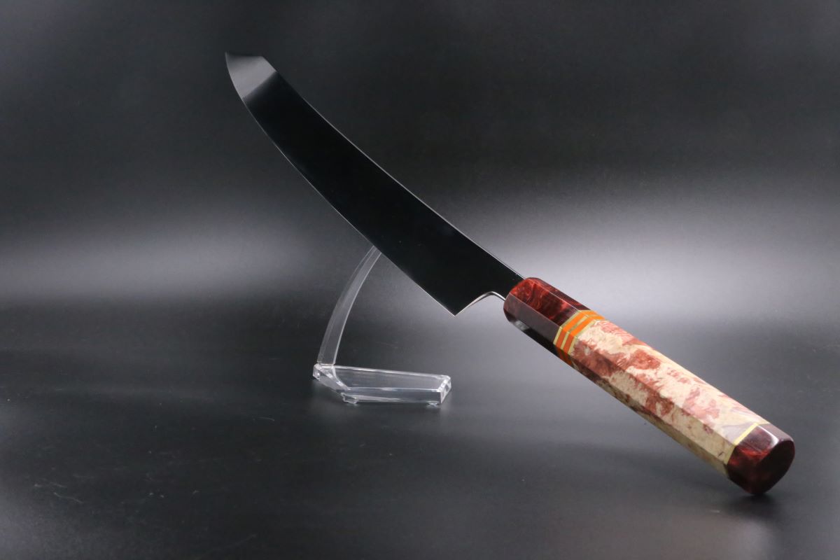 剣型 切付柳刃 V金10号 390mm 全鋼本焼 鏡面仕上げ 中川悟志作-歌舞伎