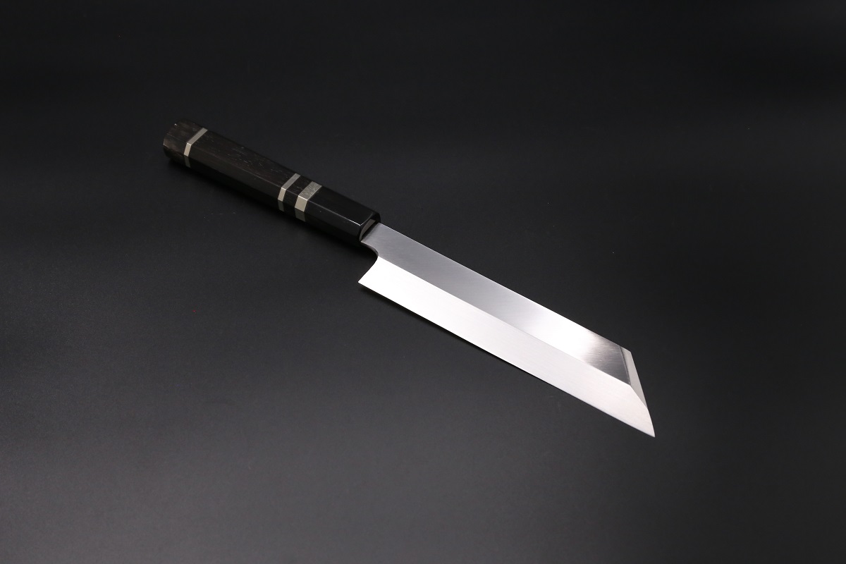 ムキモノ(芋切り）180mm 薄口片刃 スエーデン鋼 全鋼本焼 手研ぎ 黒檀
