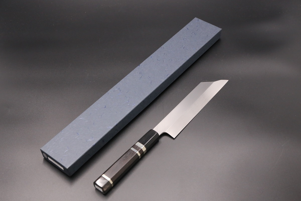 ムキモノ(芋切り）180mm 薄口片刃 スエーデン鋼 全鋼本焼 手研ぎ 黒檀