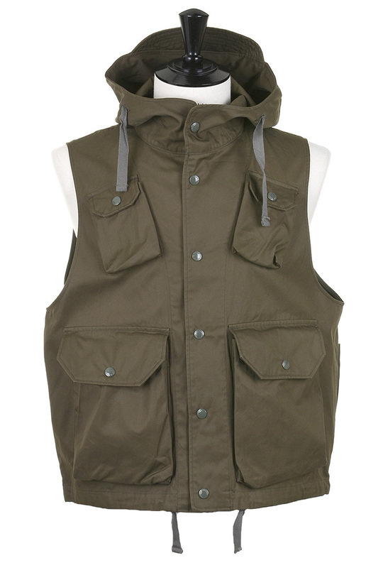 Engineered Garments Field Vest Cotton Ventile Twill - Dk Olive