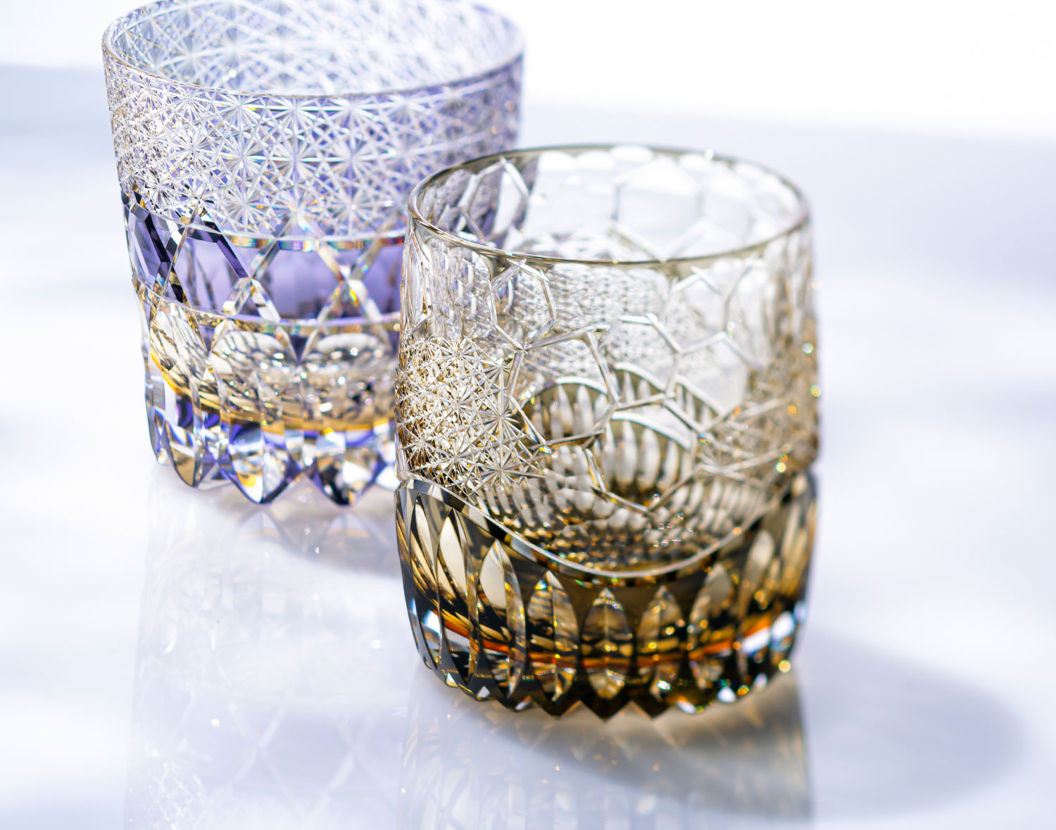 直営店限定 茨城県 伝統工芸士・野口友和作 重ね色目ロックグラス＜氷