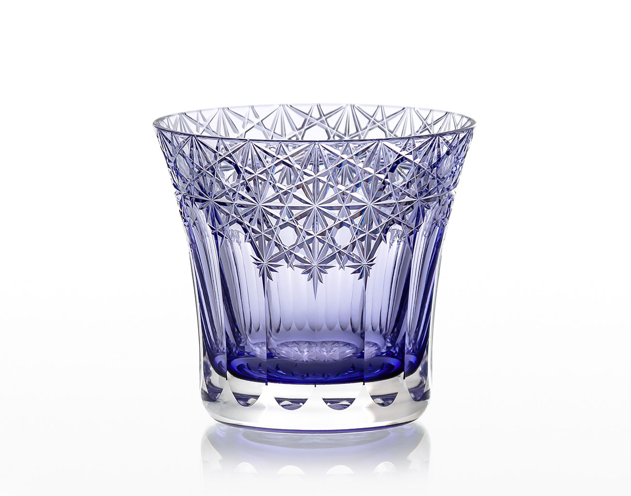 江戸切子 ペアワイングラス＜笹っ葉に八角籠目紋＞ | カガミクリスタル