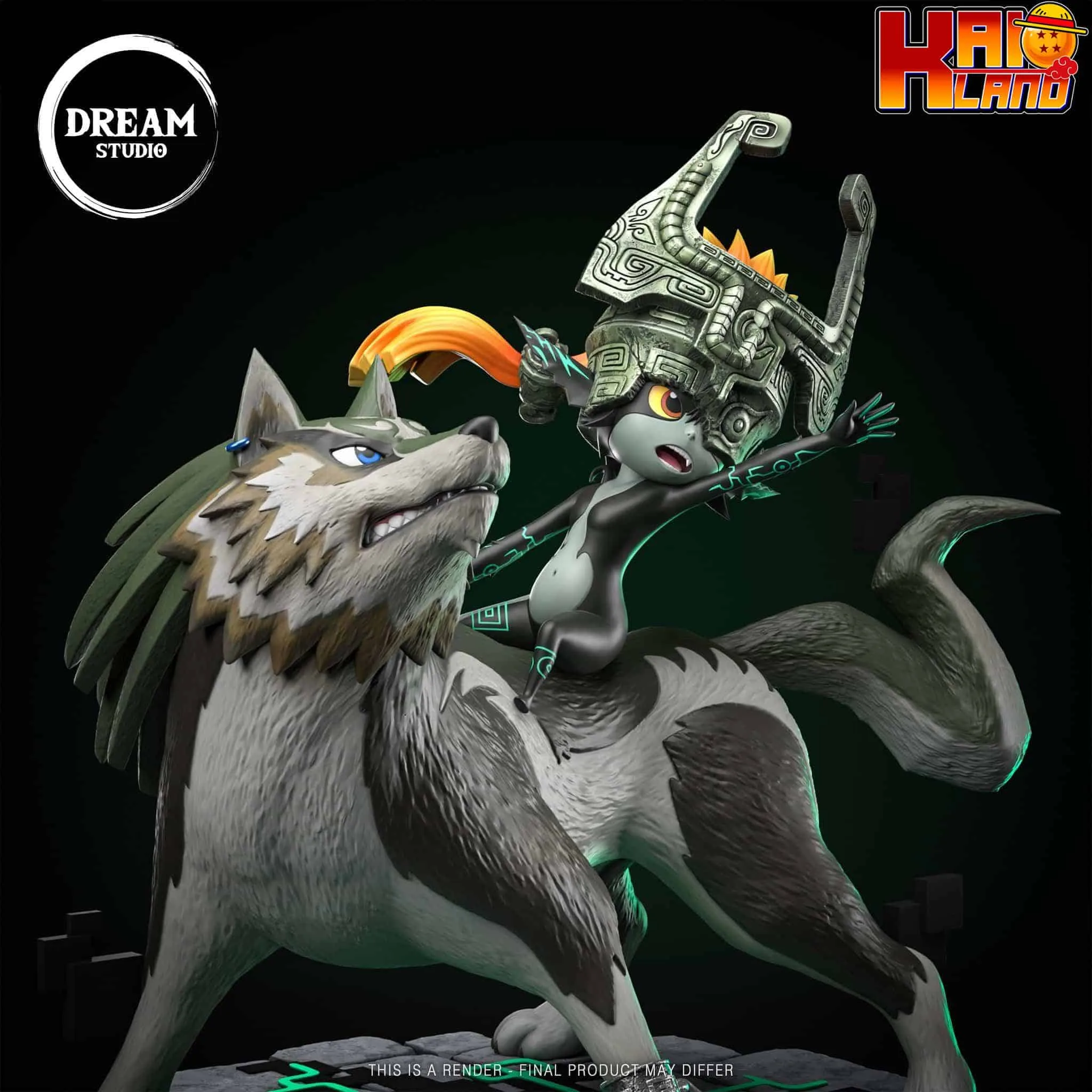 ゼルダの伝説 ドリームスタジオ ウルフリンク ミドナ 樹脂像 - Kaioland