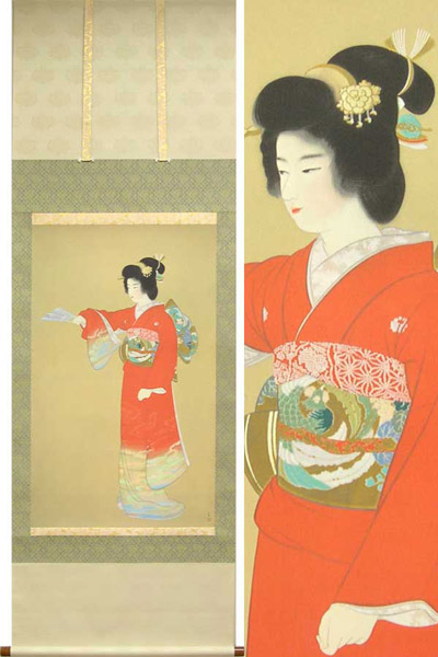 上村松園 掛け軸 『序の舞』 送料無料 【掛軸】【一間床・半間床