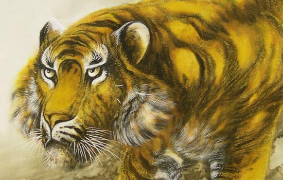 金箔の虎の絵 阪神タイガース優勝記念 縁起物 絵画 掛け軸 真作 川島玉