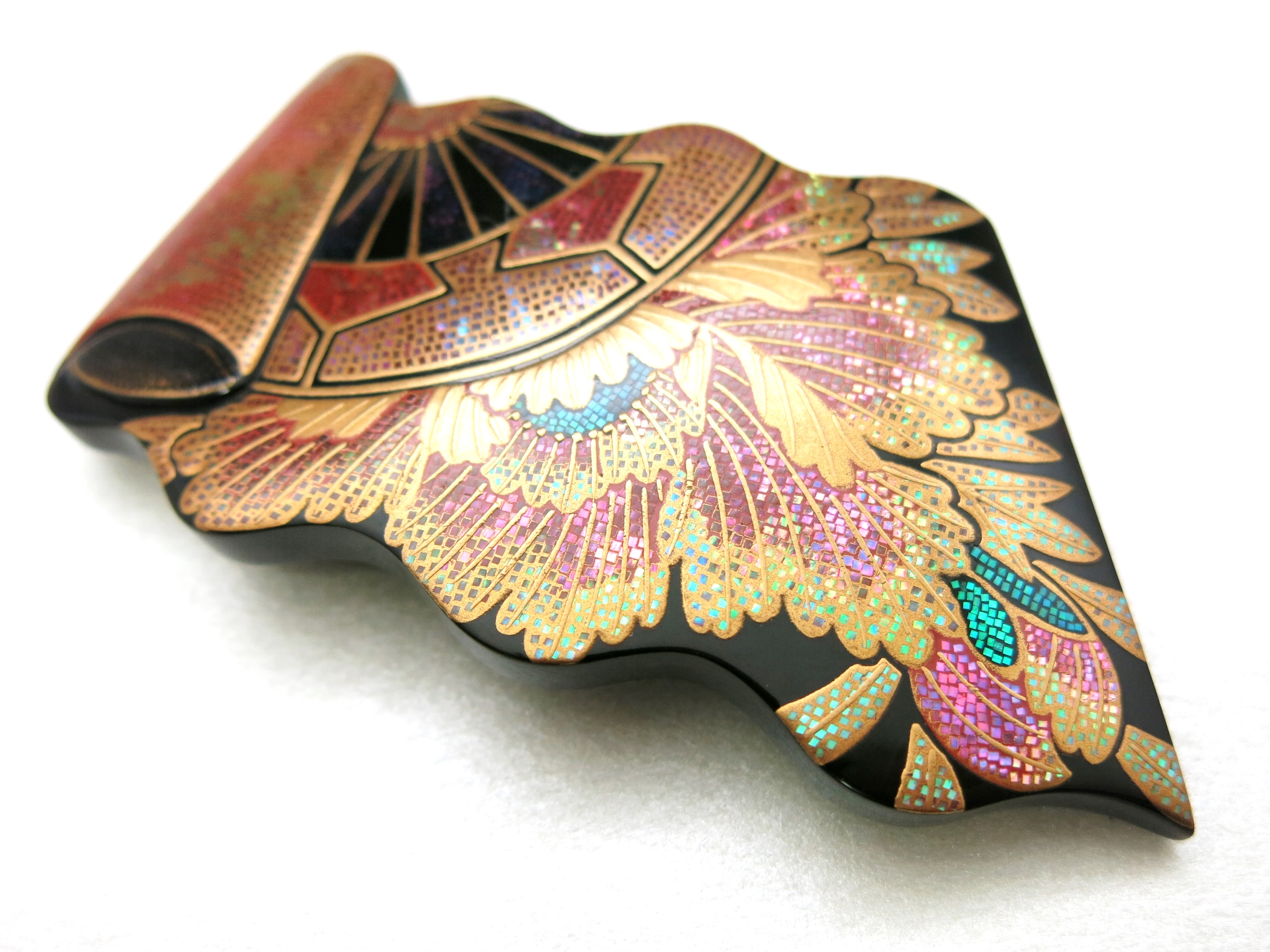 べっ甲牡丹源氏車螺鈿金蒔絵帯留2種｜準礼装のおキモノにお勧め｜広山