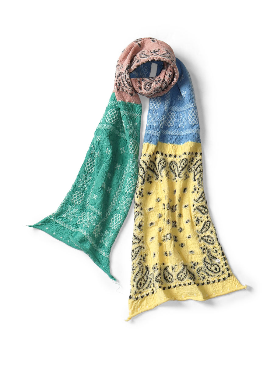 縮絨ウール パステルバンダナクロスHAPPYマフラー | KAPITAL