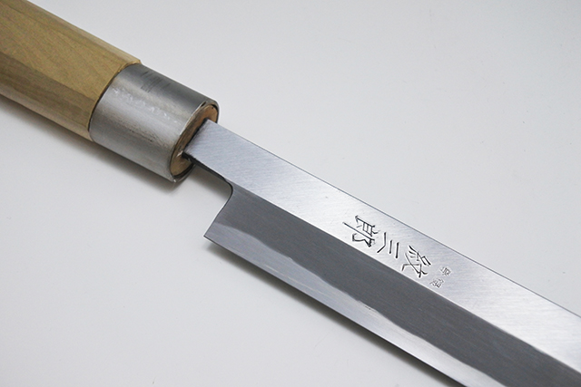 紋三郎】白三鋼 改良霞 刃渡り尺8寸（54cm） 鮪マグロ切 包丁 鞘付き