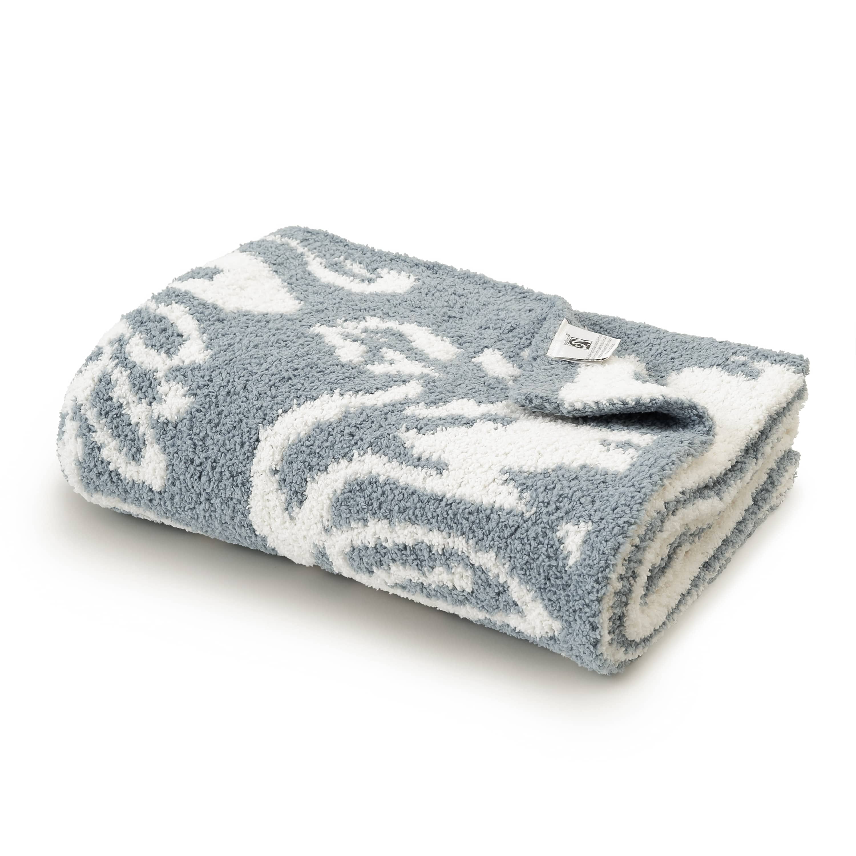 HALF BLANKET / DAMASK(85×110cm silver blue/creme): BLANKET