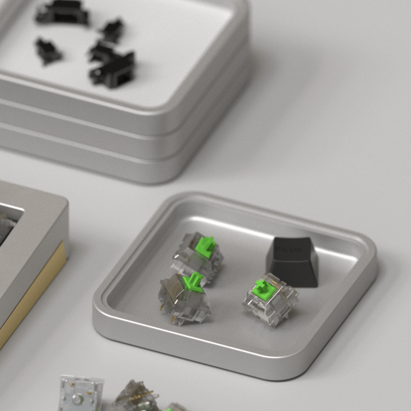 Stackable Aluminium Screw Tray with silicon Insert - Keebwerk.