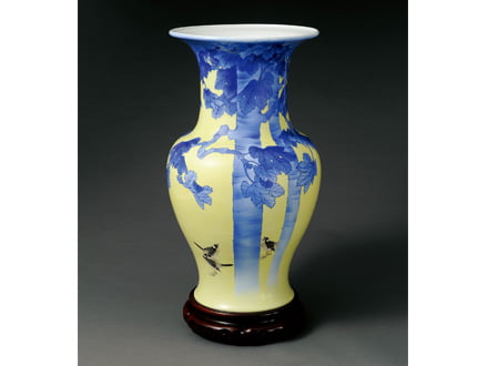 黄釉染付桑に群鳥の図｜吉兆庵美術館