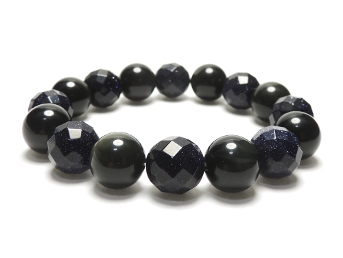 パワーストーンブレスレット レインボーオブシディアン(黒曜石)AAAA12