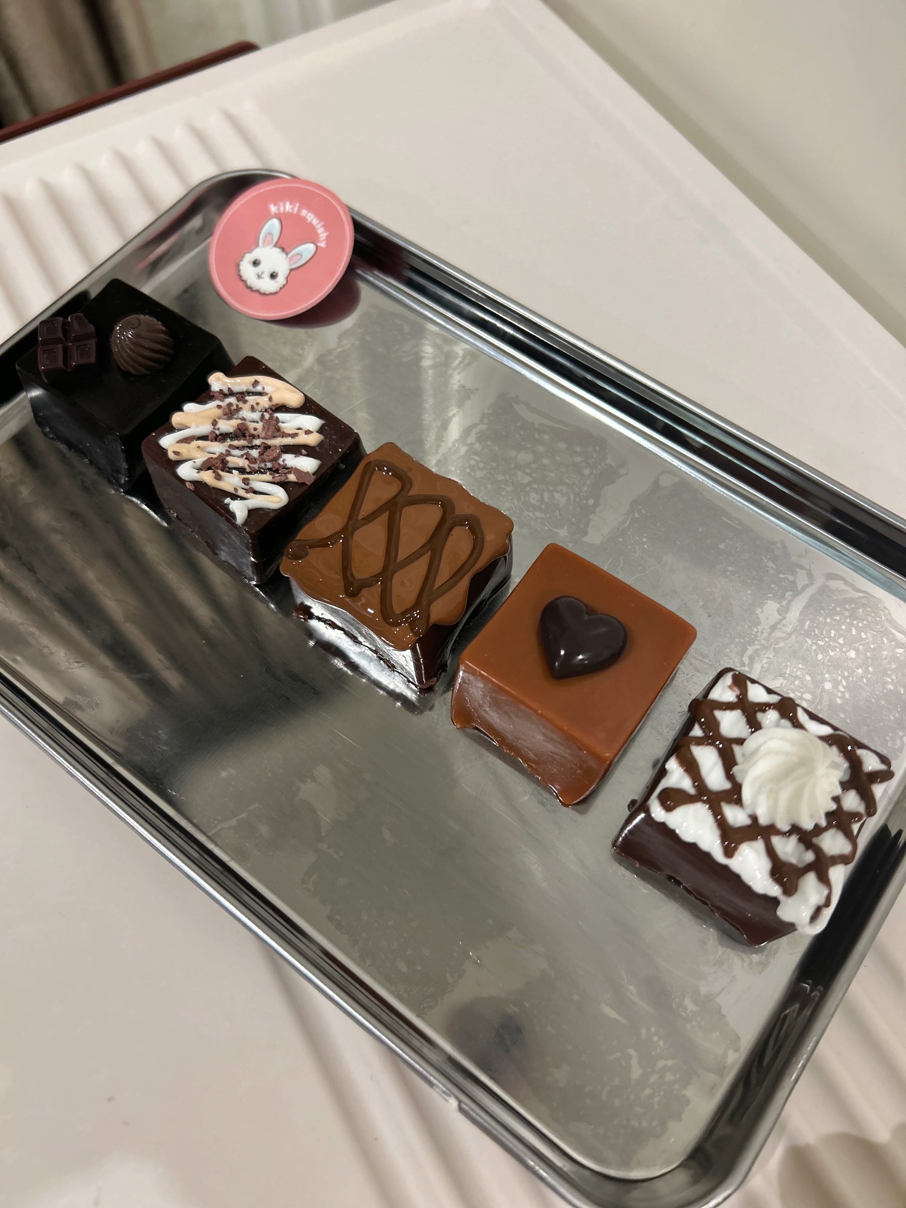Handmade Silicone 5 chocolate cubes Stress Relief Squishy Toy