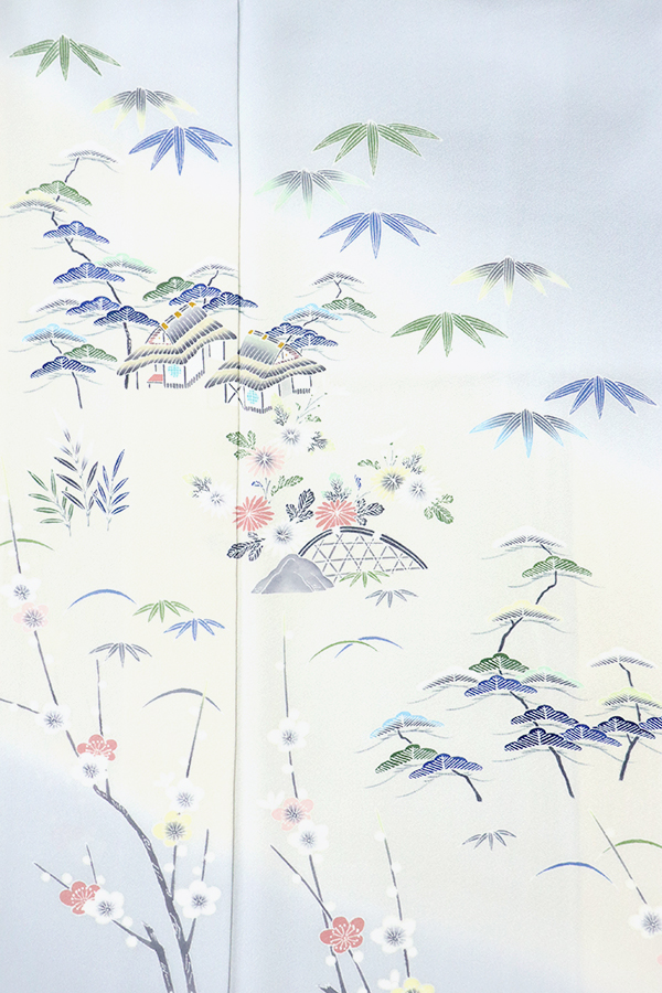 銀座【着物2771】四代目上野真作 訪問着 松竹梅文 (落款入) – 銀座