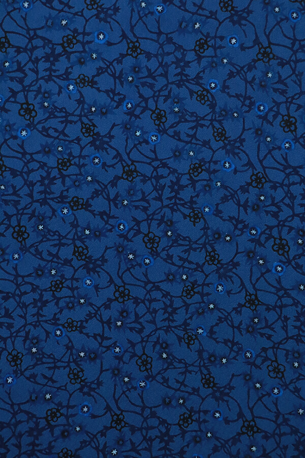 銀座【着物3059】藍型染 小紋 小花唐草文 – 銀座きもの青木