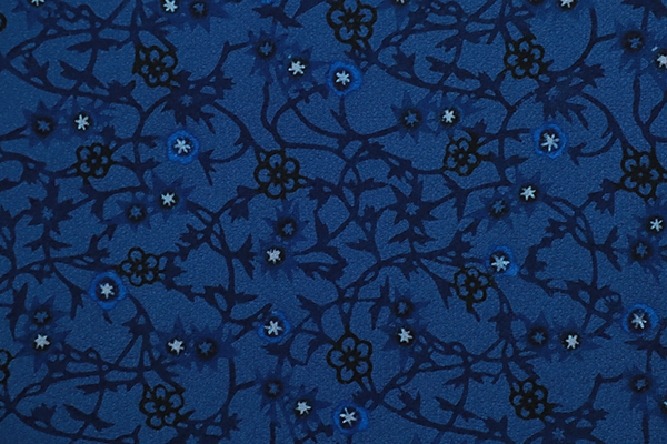 銀座【着物3059】藍型染 小紋 小花唐草文 – 銀座きもの青木