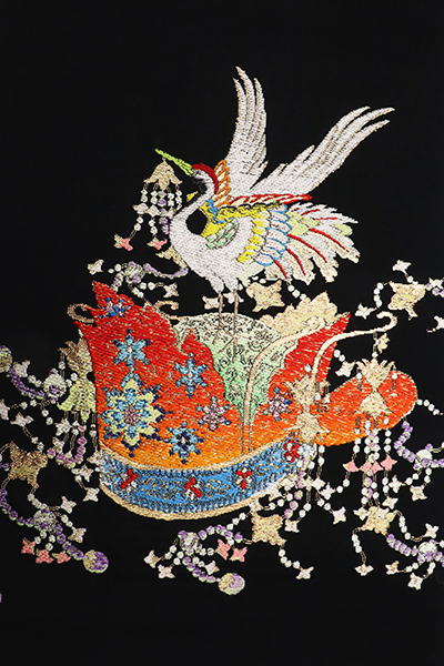 銀座【帯4227】龍村平蔵製 本袋帯 黒色 銘「千代の冠錦」 – 銀座きもの青木