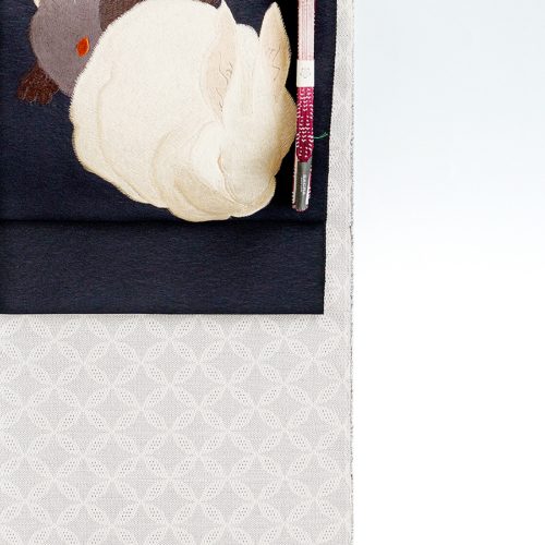 工芸キモノ 野口：刺繍 九寸名古屋帯『うさぎ』 – 創作着物と帯の専門