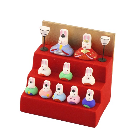 ミニうさぎ雛段飾り十人揃・雛人形 / 京都の人形・こけし・和雑貨通販