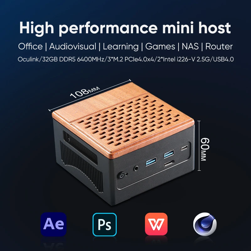 Oculink ES Mini PC Gaming Computer AMD Ryzen 7 7840HS 3*PCIe4.0x4
