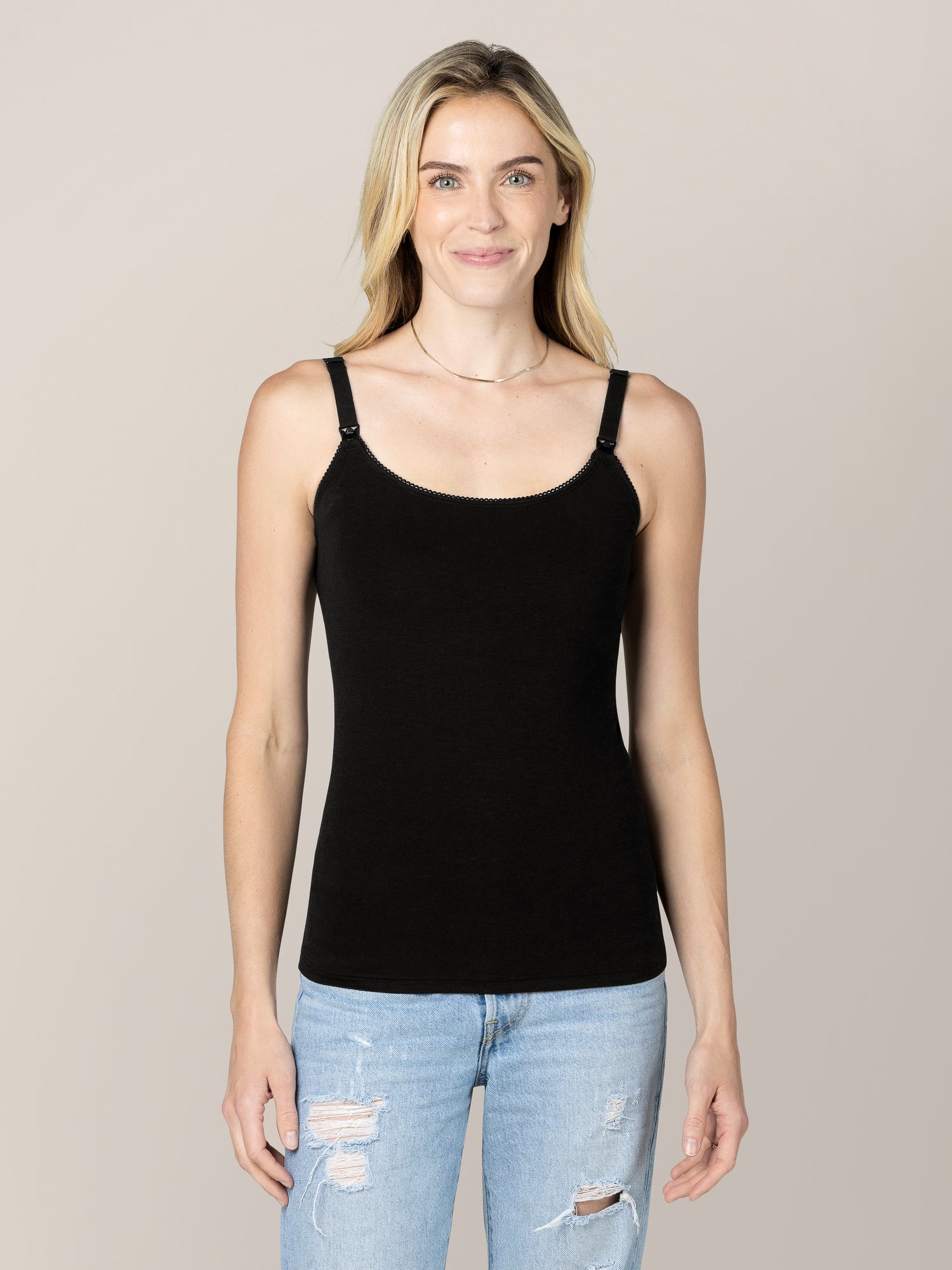 Picot Trim Nursing Camisole | Black - Kindred Bravely