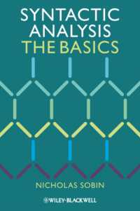 Syntactic Analysis : The Basics / Sobin, Nicholas - 紀伊國屋書店