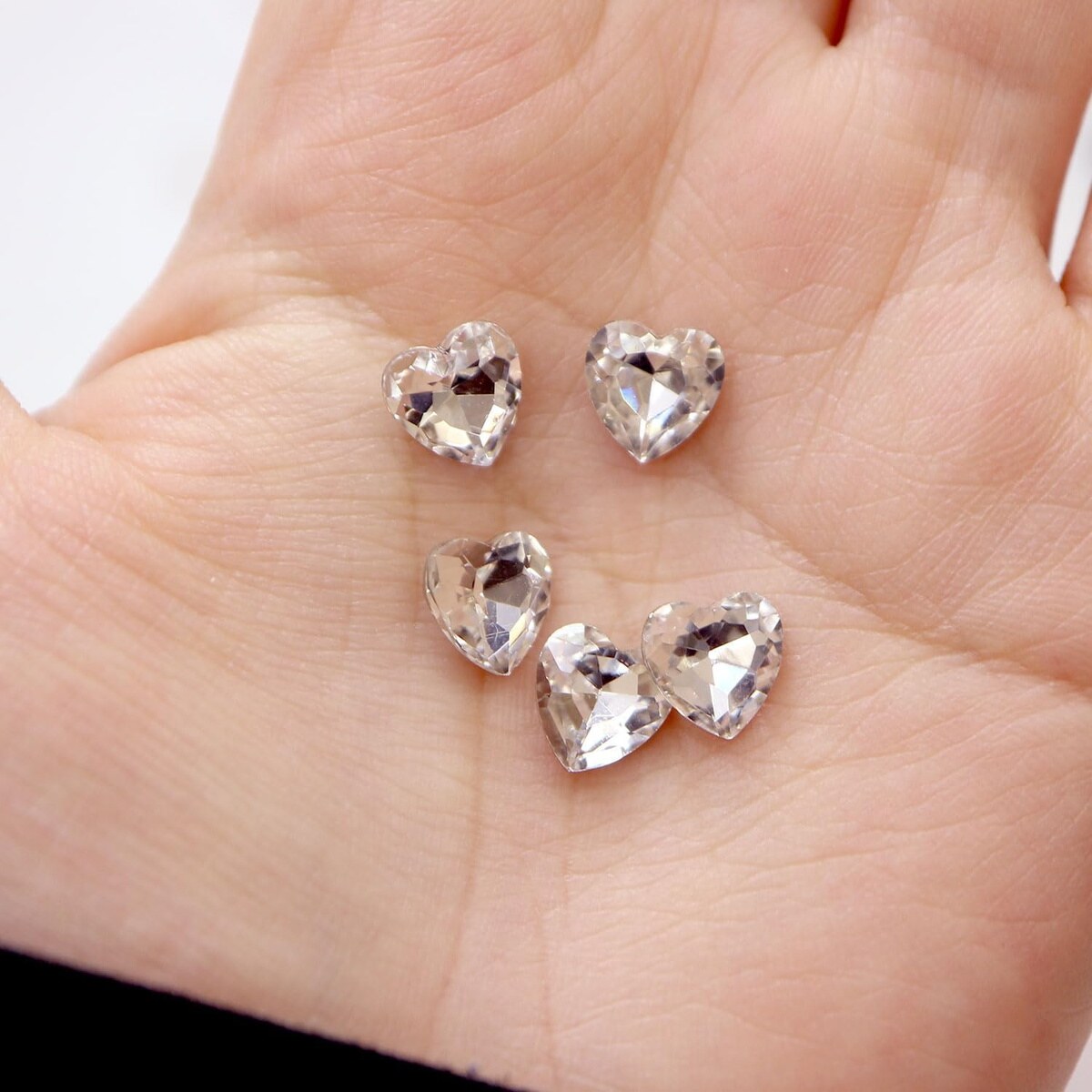 ネイルパーツ ハート【クリスタル】透明 立体 パーツ 3D ネイルアート