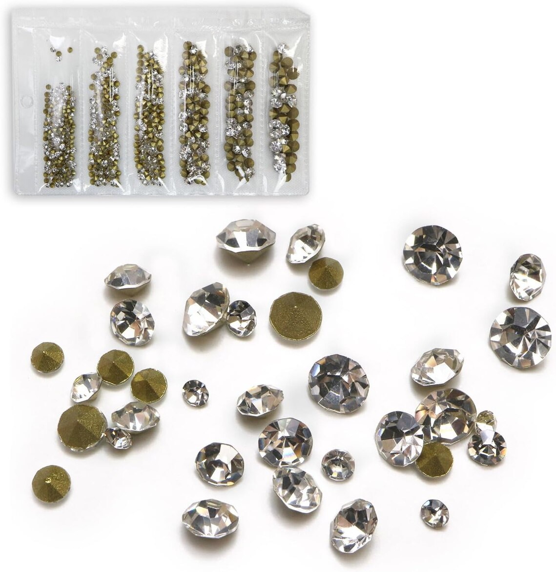 ネイルパーツ Vカット【クリスタル】6サイズ 大容量 立体 ネイルアート